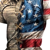billiga Självständighetsdag Polos-Herr Amerikanska flaggan Veteraner Pikétröjor Golftröja Kortärmad Polotröjor Skjortor med krage Ledigt Streetwear Semesterkläder Festkläder Knappar 3D-utskrift Ljusgrön Blå Purpur