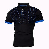 olcso Férfi klasszikus póló-Férfi Teniszing POLO trikó Munka Üzleti Gallér Polo gallér Rövid ujjú Utcai sikk Alap Grafika Pöttyös Nyomtatott Normál Fekete Fehér Bor Sötétkék Medence Narancssárga Teniszing