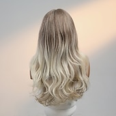 ieftine Peruci fără Capac din Păr Uman-Blendul părului uman Perucă Foarte lung Stil Ondulat Partea laterală Frizură în Straturi Frizură Asimetrică Cu breton Blond Cosplay Ondulator și îndreptător Linia naturală de păr Fără calotă Păr