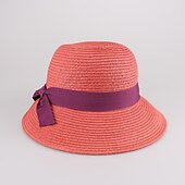 baratos Chapéu de Festa-Elegante Estilo Praia Palha Chapéus com Bloco de Cor 1pç Festa / Noite / Casual Capacete