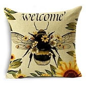 abordables style floral &amp; végétal-été abeille double côté housse de coussin 1 pc doux décoratif carré taie d&#039;oreiller taie d&#039;oreiller pour chambre salon qualité supérieure lavable en machine intérieur coussin pour canapé canapé lit