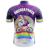voordelige Heren shirts-Voor heren Wielrenshirt Eenhoorn Grappig Engelse slogan Korte mouw Fietsen Shirt Kleding Bovenlichaam met 3 achterzakken Bergracen Wegwielrennen Sneldrogend Reflecterende strips Achterzak