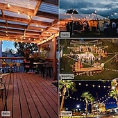 economico Striscie luci ad energia solare-elegante festa di ricevimento di nozze luci a globo per esterni luci solari a led per matrimonio 6m-30 lampadine 5m-20 lampadine luci da giardino per matrimonio impermeabili per layout di festa di