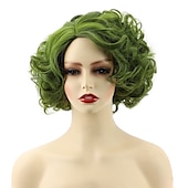 voordelige Feestpruiken-Kort Groen Groot Krullend Golvend Gelaagd Perücken voor Vrouwen Cosplay Feest Synthetisch Vezelhaar Perücken Halloween Perücken St.Patrick&#039;s Day Perücken