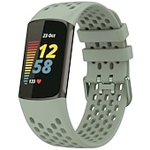 abordables Correas de reloj Fitbit-Correa de Smartwatch Compatible con Fitbit Charge 5 Silicona suave Reloj inteligente Correa Impermeable Ajustable Transpirable Correa Deportiva Reemplazo Pulsera
