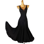 abordables Ropa de baile de salón-Baile de Salón Vestido Combinación Color Puro Mujer Entrenamiento Rendimiento Sin Mangas Chinlon Gasa
