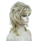abordables Perruques Synthétiques Sans Bonnet-shaggy couches perruque longueur d&#039;épaule femmes perruque avec une frange de cheveux perruque de cheveux synthétiques de qualité supérieure pour les femmes