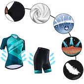 economico Set di abbigliamento da donna-Per donna Maglia con salopette corta da ciclismo Maglia con pantaloncini da ciclismo Manica corta Ciclismo da montagna Cicismo su strada Nero Rosso Blu Pop art Strisce Bicicletta Asciugatura rapida