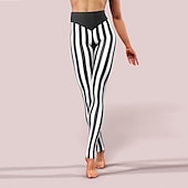 preiswerte -Damen Normal Strumpfhosen Leggins Casual / sportlich Athleisure Knöchellänge Mittlere Taillenlinie Streifen Bedruckt Bauchkontrolle Kolbenheber Komfort elastisch Yoga Wochenende Schwarz Sommer