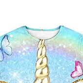 halpa Tytön 3D-sarjakuva-2 osainen Lapset Tyttöjen T-paita ja shortsit Vaatesetti Asu Eläin Yksisarvinen Lyhythihainen Crewneck Aseta ulko- Aktiivinen Muoti söpö tyyli Kesä Kevät 3-13 vuotta Punastuvan vaaleanpunainen