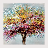 cheap Floral/Botanical Paintings-Handmade Oil Painting CanvasWall Art Decoration Abstract Knife Painting Landscape Tree For Home Decor Rolled Frameless Unstretched Painting