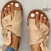 abordables Sandalias Informales-Sandalias bohemias sin cordones con lazo para mujer, cómodas y casuales con punta abierta, ideales para la playa en verano y para uso diario