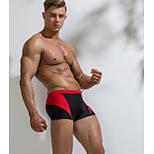 baratos calções de banho e calções de surf-Homens Calção Justo de Natação Shorts de Natação Secagem Rápida Leve Bermuda de Surf Roupa de banho Com Cordão Natação Surfe Praia Esportes Aquáticos Retalhos Verão