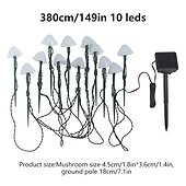 cheap Landscape Lights-Outdoor Solar String Light LED Mushroom Solar String Light 3.8m 10 LEDs Outdoor Patio Garden Decoration Waterproof Fairy Light Courtyard Lawn Solar Ground Stakes Lamp 1 Set