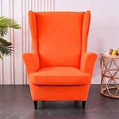 cheap Armchair Cover &amp; Armless Chair Cover-Solid Color Stretch Wingback Chair Cover Burgundy Wing Chair Slipcovers Spandex Fabric Wingback Armchair Cover with Seat Cushion Cover for Living Room BedroomFit