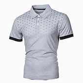 olcso Férfi klasszikus póló-Férfi Teniszing POLO trikó Munka Üzleti Gallér Polo gallér Rövid ujjú Utcai sikk Alap Grafika Pöttyös Nyomtatott Normál Fekete Fehér Bor Sötétkék Medence Narancssárga Teniszing