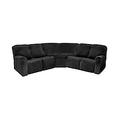 abordables Fauteuils inclinables, à oreilles-Housses de canapé inclinables en forme de L, housses de canapé d&#039;angle bordeaux en velours extensible pour canapé inclinable, lavables et douces (housse de dossier 4 pièces)&amp;amp;housse de siège, 1