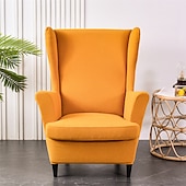 cheap Armchair Cover &amp; Armless Chair Cover-Solid Color Stretch Wingback Chair Cover Burgundy Wing Chair Slipcovers Spandex Fabric Wingback Armchair Cover with Seat Cushion Cover for Living Room BedroomFit