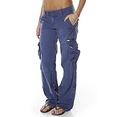 cheap Women&#039;s Cargo Pants-Women&#039;s Normal Cargo Pants Tactical Cargo Pants Trousers Chic &amp; Modern Casual / Sporty Full Length Low Waist Plain Pocket Baggy Comfort Inelastic Sports Weekend Black Pink Wine Dusty Blue Summer