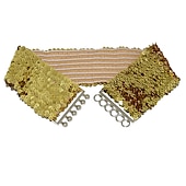cheap Belt-Women&#039;s Wide Belt Corset Belt Metal Chain Canvas Metal Bucke Geometric Formal Party Daily Black Silver Gold Red