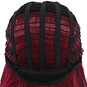 economico Parrucche trendy sintetiche-parrucche lunghe ondulate a due toni ombre nero rosso scuro parrucche per cosplay di halloween