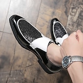 cheap Semi-Formal-Men&#039;s Gold Glitter Dress Shoes – Shiny Formal Buckle Loafers for Parties, Weddings, and Special Events