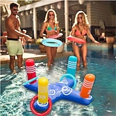cheap Outdoor Fun &amp; Sports-Pool Floats,Pool Floats Toys Games Set - Floating Basketball Hoop Inflatable Cross Ring Toss Pool Game Toys for Teenagers Adults Swimming Pool Water Game,Inflatable for PoolCandy
