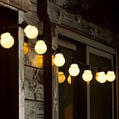 abordables Guirlandes solaires-Guirlande lumineuse LED solaire d&#039;extérieur élégante pour réception de mariage, fête, rétro, G50, étanche, 5 m, 3 m, guirlande lumineuse LED, Noël, mariage, fleur, rue, jardin, extérieur, décoration,