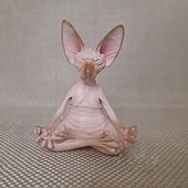 رخيصةأون منحوتات وتماثيل الحدائق-جديد القط تمثال تمثال التأمل sphynx اليوغا الحيوان القط التأمل فن النحت مايكرو الديكور حديقة المنزل مكتب زخرفة