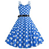 levne Šaty-Puntíky 1950 Grease Oblečení Dovolená Šaty Šaty Maškarní Pruhované Puntíky Společenské Šaty Žen Maškarní Oslava  Večerní Šaty Domácí Šaty