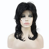 abordables Perruques Synthétiques Sans Bonnet-shaggy couches perruque longueur d&#039;épaule femmes perruque avec une frange de cheveux perruque de cheveux synthétiques de qualité supérieure pour les femmes