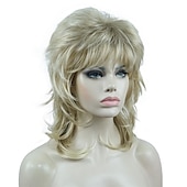 abordables Perruques Synthétiques Sans Bonnet-shaggy couches perruque longueur d&#039;épaule femmes perruque avec une frange de cheveux perruque de cheveux synthétiques de qualité supérieure pour les femmes