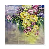 お買い得  花/植物画-ハング塗装油絵 手描きの 方形 静物画 花柄 / 植物の 近代の 内枠を含めます