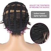 economico parrucca più vecchia-parrucche corte di capelli neri castani con frangetta parrucche nere pixie tagliate per le donne anziane misti punti salienti marrone scuro parrucche sintetiche a strati shaggy parrucca naturale