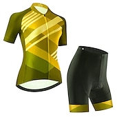 economico Set di abbigliamento da donna-Per donna Maglia con salopette corta da ciclismo Maglia con pantaloncini da ciclismo Manica corta Ciclismo da montagna Cicismo su strada Nero Rosso Blu Pop art Strisce Bicicletta Asciugatura rapida