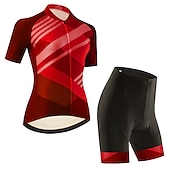 economico Set di abbigliamento da donna-Per donna Maglia con salopette corta da ciclismo Maglia con pantaloncini da ciclismo Manica corta Ciclismo da montagna Cicismo su strada Nero Rosso Blu Pop art Strisce Bicicletta Asciugatura rapida