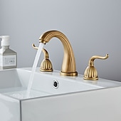 economico Multiforo-rubinetto miscelatore lavabo bagno diffuso, rubinetti lavabo a 3 fori 2 maniglie con tubo caldo e freddo, rubinetto acqua vaso