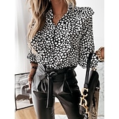 preiswerte Elegante Oberteile-Damen Bluse Punkte Elegant und luxuriös B¨¹ro Rüsche blass rosa grau Schwarze Punkte schwarzer Tupfen große weiße Punkte Weiß Frühling &amp; Herbst