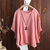 economico Magliette-Per donna maglietta Blusa Liscio Vintage Streetwear Mezza manica Girocollo Top regolari Giornaliero Per uscire Fine settimana Nero Bianco Giallo Rosa Rosso Primavera Autunno
