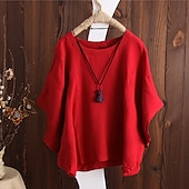 economico Magliette-Per donna maglietta Blusa Liscio Vintage Streetwear Mezza manica Girocollo Top regolari Giornaliero Per uscire Fine settimana Nero Bianco Giallo Rosa Rosso Primavera Autunno