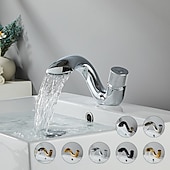 abordables Classiques-robinet mélangeur d&#039;évier de salle de bain cascade, robinets de lavabo monocommande monobloc, pont de robinet en laiton monobloc monté avec tuyau d&#039;eau chaude et froide