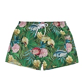 baratos calção de banho boxer masculino-Homens Calção Justo de Natação Shorts de Natação Secagem Rápida Leve Bermuda de Surf Roupa de banho Com bolsos Forro de malha Com Cordão Natação Surfe Praia Esportes Aquáticos Floral Verão