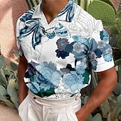 economico Polo hawaiana da uomo-Per uomo Floreale Magliette polo Polo hawaiane Camicia da golf Golf Manica corta Camicia Collo ripiegabile Informale Giornaliero Stampa 3D Blu Viola Marrone Verde Stampa Bottone giù Abbigliamento Di