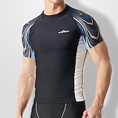 abordables Lycra de surf-Homme Maillot Anti UV Tee-shirt de Baignade Protection solaire UV UPF50+ Séchage rapide Manches Courtes Tee-shirts anti-UV, tops thermiques Top Natation Surf Plage Sports nautiques Imprimé Eté