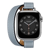 رخيصةأون عصابات Apple Watch-جولة مزدوجة متوافق مع Apple Watchband 38 مم 40 مم 41 مم 42 مم 44 مم 45 مم 49 مم مشبك معدني قابل للتعديل جلد اصطناعي استبدال حزام الساعة إلى iwatch Ultra 2 Series 9 8 7 SE 6 5 4 3 2 1