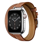 رخيصةأون عصابات Apple Watch-جولة مزدوجة متوافق مع Apple Watchband 38 مم 40 مم 41 مم 42 مم 44 مم 45 مم 49 مم مشبك معدني قابل للتعديل جلد اصطناعي استبدال حزام الساعة إلى iwatch Ultra 2 Series 9 8 7 SE 6 5 4 3 2 1