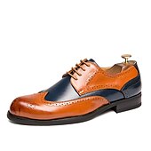 cheap Formal-Men&#039;s Oxfords Derby Shoes Formal Shoes Brogue Wingtip Shoes Walking Business British Christmas Party &amp; Evening Xmas PU Lace-up Red Blue Brown Color Block Summer Spring