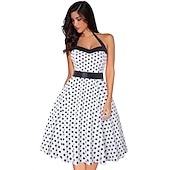voordelige Jurken-Stippen Retro vintage Jaren &#039;50 Tot de knie Jurken Rockabilly Halter Stip Dames Schoolfeest Vrijgezellenfeest Volwassenen Kleding Homecoming-jurken Zomer