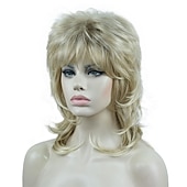 abordables Perruques Synthétiques Sans Bonnet-shaggy couches perruque longueur d&#039;épaule femmes perruque avec une frange de cheveux perruque de cheveux synthétiques de qualité supérieure pour les femmes