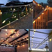 abordables Guirlandes solaires-Guirlande lumineuse LED solaire d&#039;extérieur élégante pour réception de mariage, fête, rétro, G50, étanche, 5 m, 3 m, guirlande lumineuse LED, Noël, mariage, fleur, rue, jardin, extérieur, décoration,